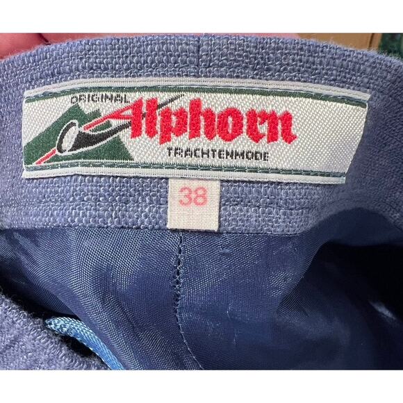 Vtg Alphorn Austria Folk Vest Waistcoat 36 Pants 38 Blue Green German Cottage - Picture 10 of 16